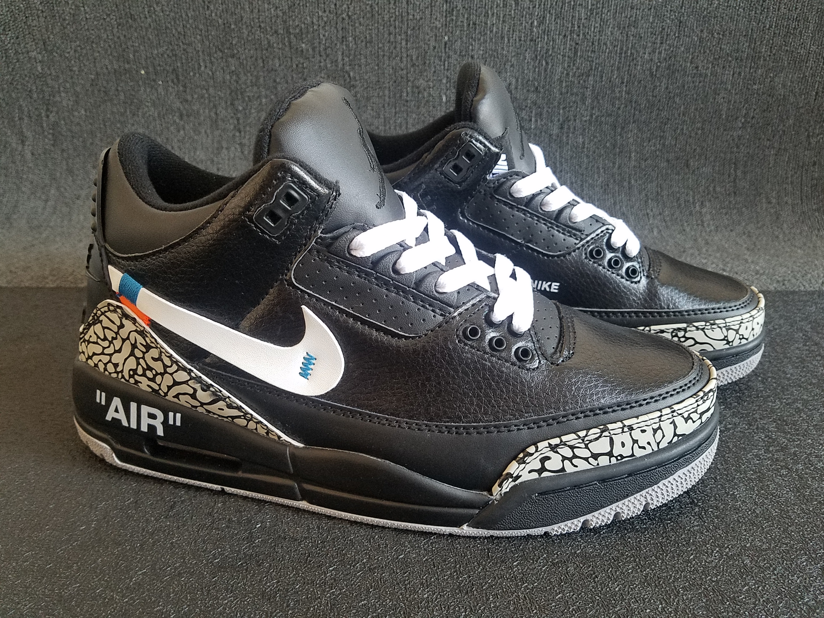 Men Air Jordan 3 x off Black White Cement Shoes